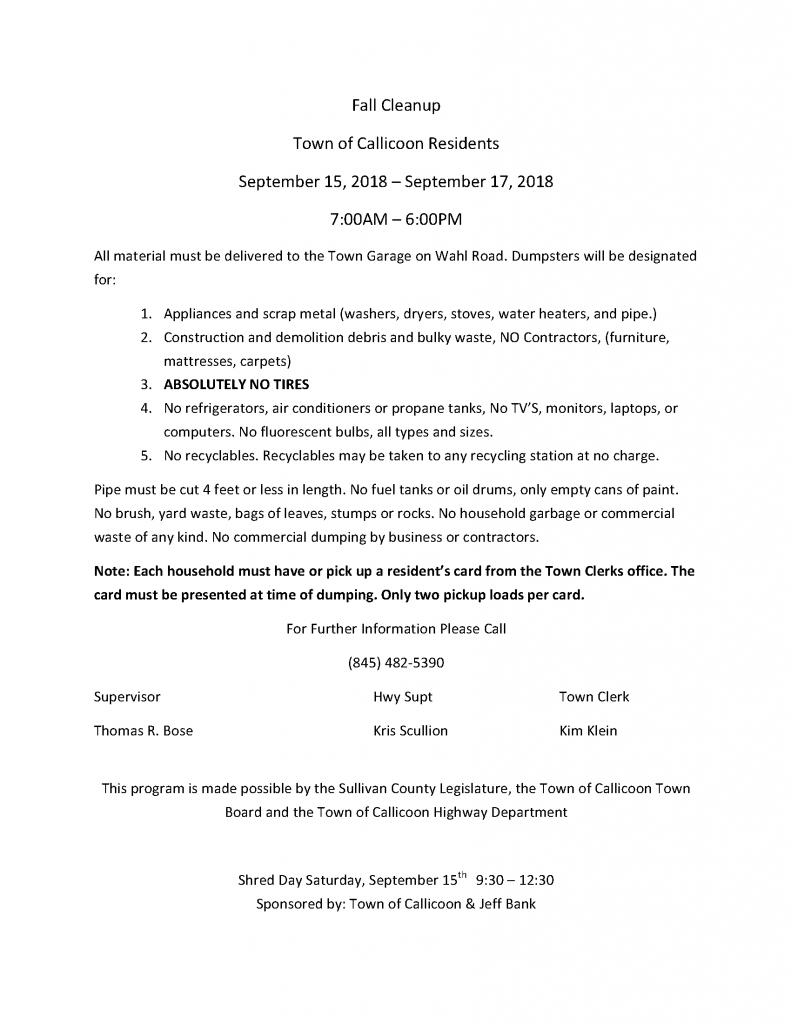 Fall Clean up Announcment