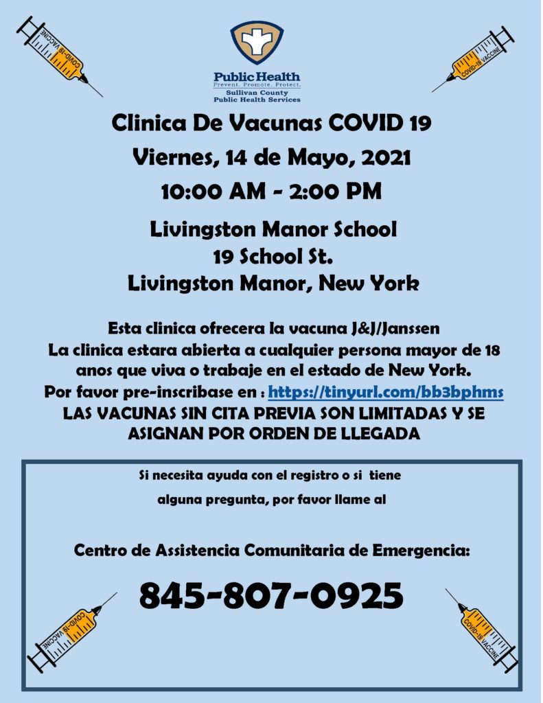 Clinica De Vacunas COVID 19 Viernes, 14 de Mayo, 2021